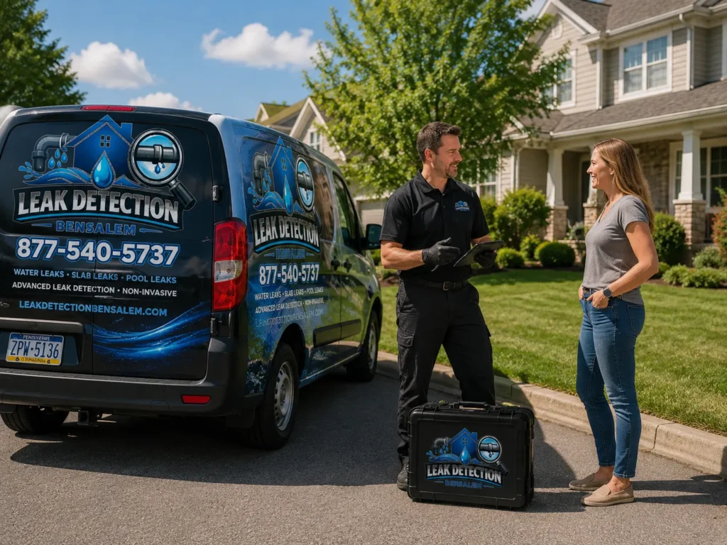 Professional water leak detection service in Bensalem Pennsylvania neighborhood